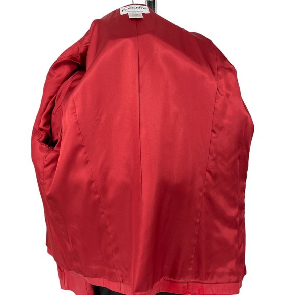 Pendleton Red Leather Jacket / 1990s Y2K Zip Front Soft Leather Blazer / Med 10 - Picture 7 of 9
